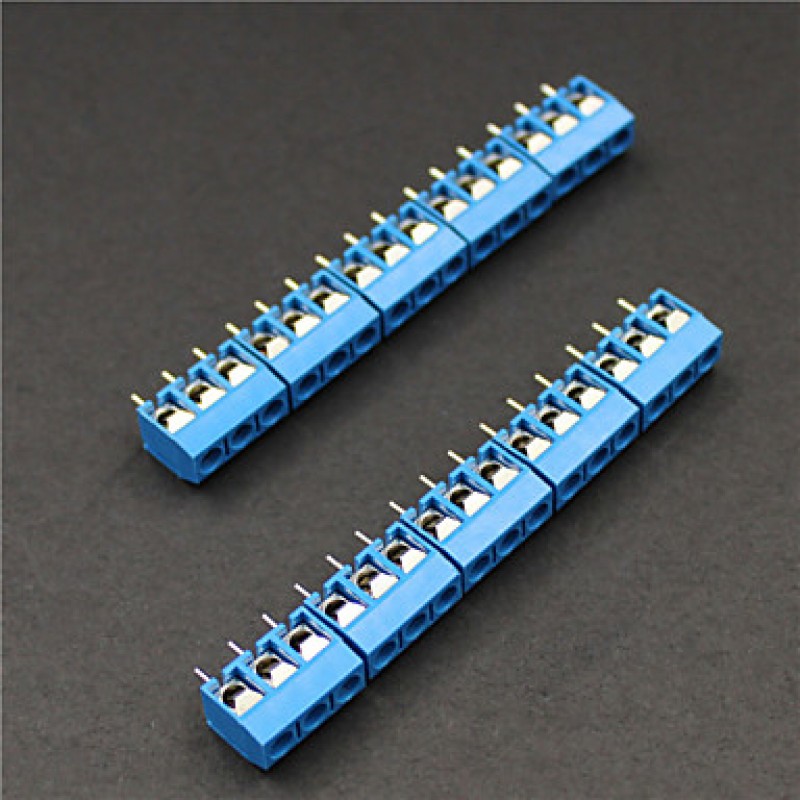 3 Pin 5.0mm Terminal Blocks Connectors - Blue (10-...