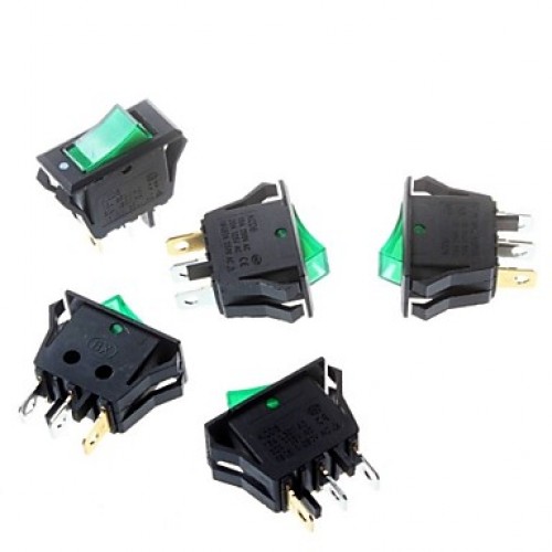 Green Rocker Switch 16 * 32mm Tripod 3P Power Rocker Switch