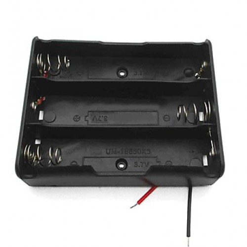 3-Slot 3.7V 18650 Battery Holder Case Box w/ Leads  C Black