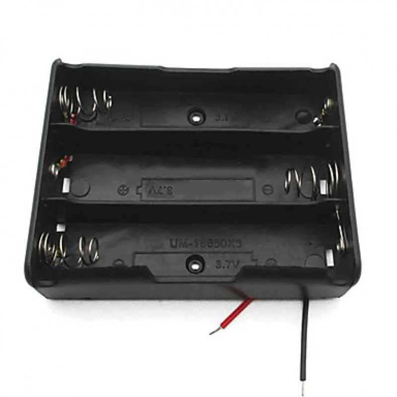 3-Slot 3.7V 18650 Battery Holder Case Box w/ Leads...